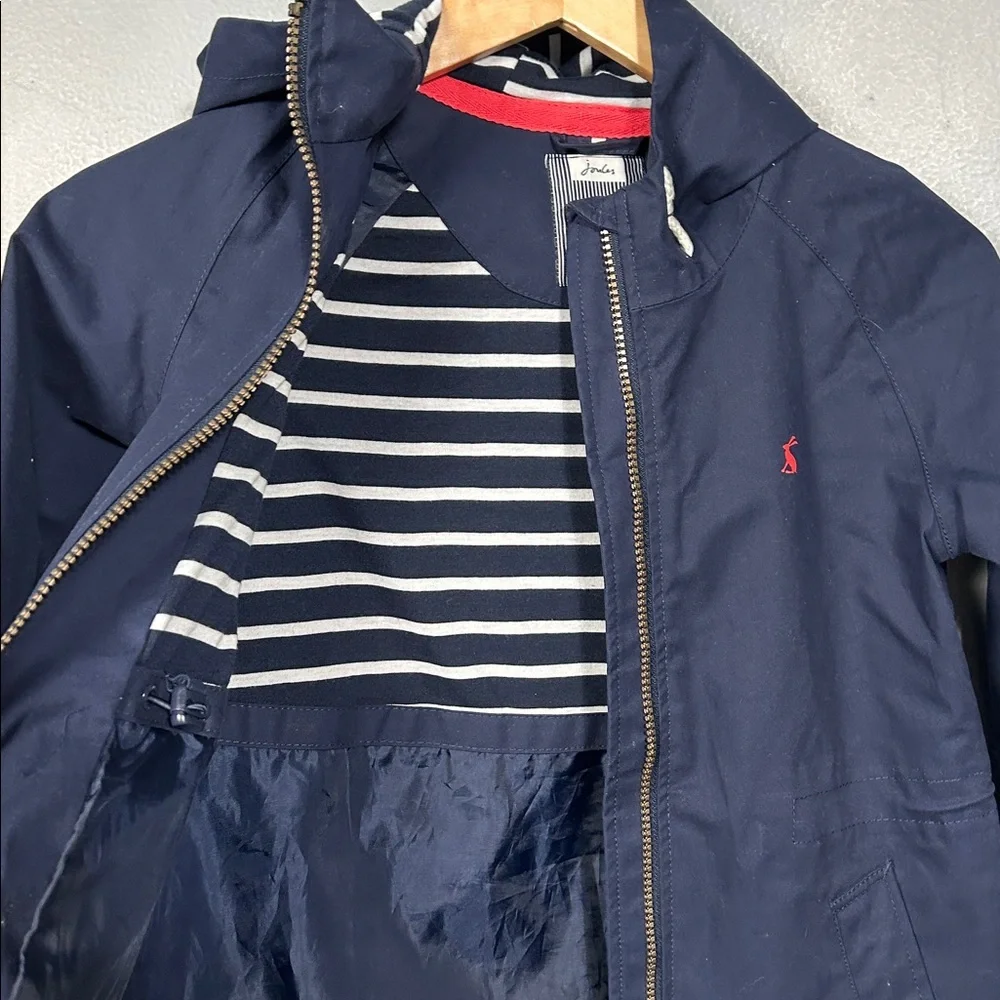 Joules Girls Navy Rain Coat size 8 years old gently used hooded - Picture 5 of 16